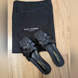 Saint Laurent Black Tribute Sandals